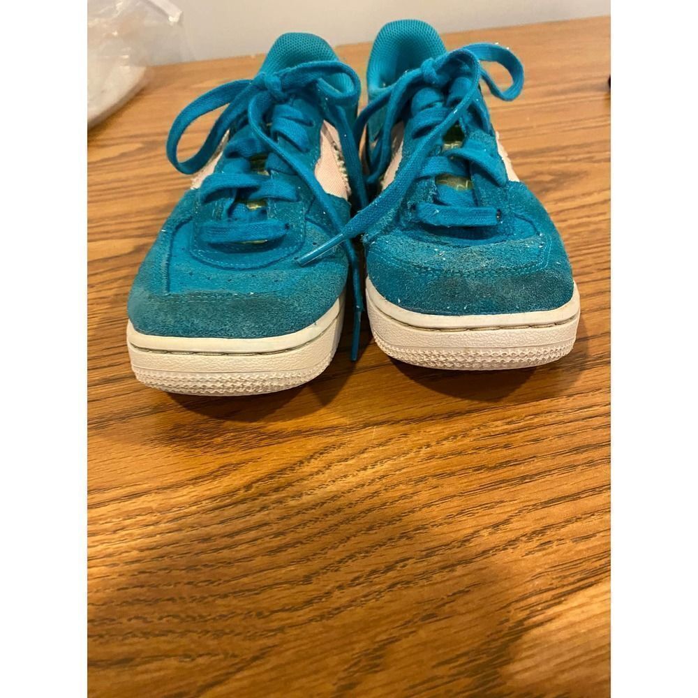 Nike Air Force 1 '07 Shoes Oracle Aqua Ghost Suede - Kids Size 13 - Picture 8 of 12